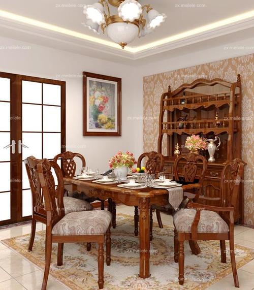 餐桌餐椅实木家具从餐厅探寻美式古典的秘密效果图欣赏